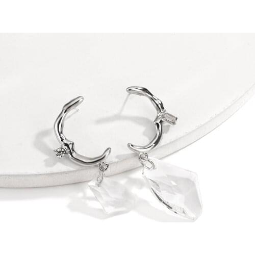 AENSOA Unique Metal Geometric Dangle Drop Earring Fashion Long Crystal Unusual Womens Earrings Pendant Party Statement Jewelry