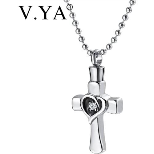V.YA Fashion DIY name necklace Lovers couple pendant Titanium steel necklace crystal water bottle cross jewelry commemorate