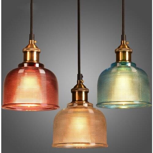 Vintage Stained Glass Pendant Light Fixtures Loft Decor Industrial Lamp Kitchen Hanging Lamps Living Room Led Pendant Lights E27