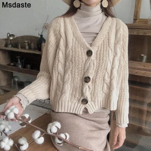 Knit Cardigan Sweater Coat Outerwear Women Loose Cardigans Knitted 2020 New Autumn Wear V neck Female Top Ladies Sweaters Tops
