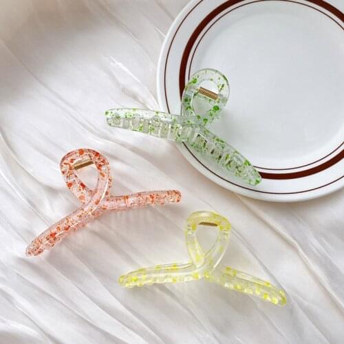 Woman Acetate painted Hair Clip Acrylic Hair Claw Transparent Ponytail Hairpin Solid Color Hair Accessories Geometry H