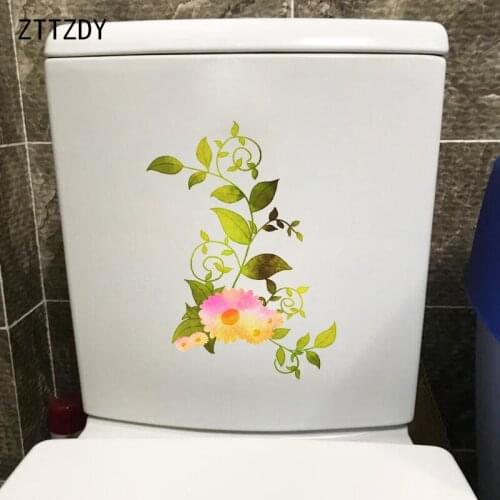 ZTTZDY 18.5*25.3CM Pink Flower Vine Kids Room Decoration Toilet Sticker Wall Decal T2-0642