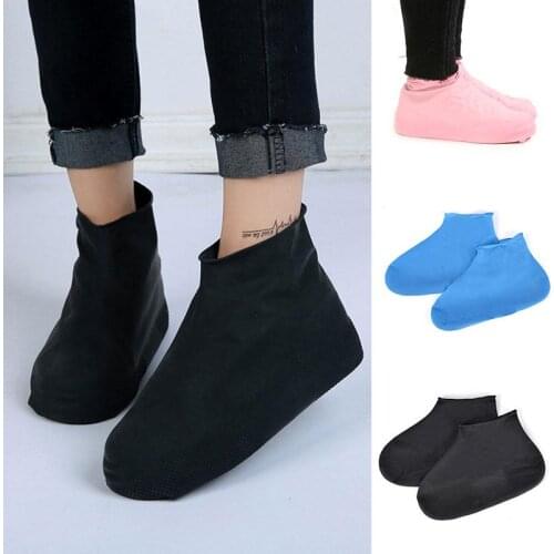 1Pair Reusable Latex Waterproof Rain Shoes Covers Shoes Accessories Outdoor Walking Slip-resistant Rubber Rain Boots Overshoes