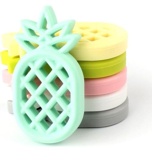 1pcs 55mm Silicone Pineapple Baby Teethers rodent beads DIY chew Necklace Pacifier Chain Pendant Food Grade Silicone BPA Free