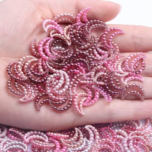 11x15mm 70pcs Moon Rainbow Imitation Pearl Art Resin Rhinestones Flatback DIY Crafts Jewelry Making Wedding Decoration