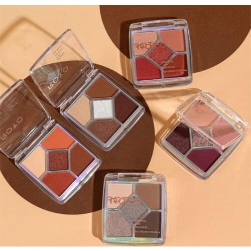 5-color Shimmering Eyeshadow Mini Cute Five-squares Modification Eye Shape Lasting Fixed Makeup Eyeshadow Fashion Makeup TSLM1