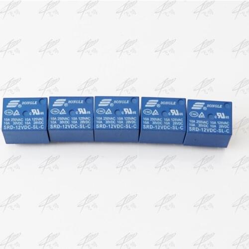 5pcs SRD-12VDC-SL-C 12VDC 10A 250V AC Power relay PCB Type T73-12V 5 feet SRD-12VDC-SL-C 10A 125V AC New original Free shipping