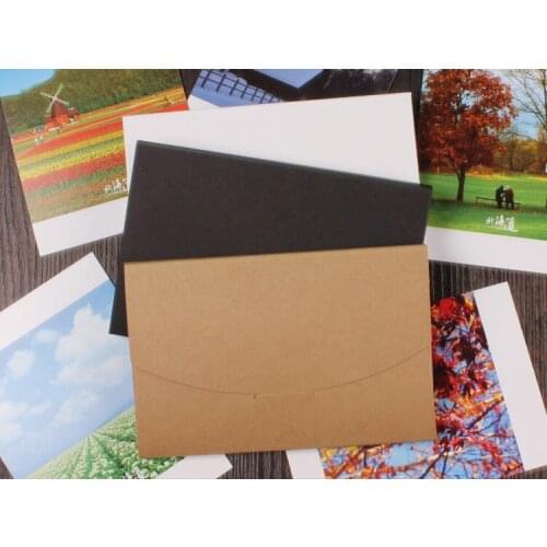 50pcs/lot-16*10.5*0.5cm (6.2"*4.1"*0.2") Blank Black White Kraft Paper Envelope Postcards Greeting Card Cover Photo Packaging