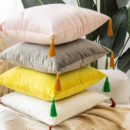 50x30/45x45cm tassel fringe cushion cover sofa chair decorative velvet pillow cover lumbar pillow case