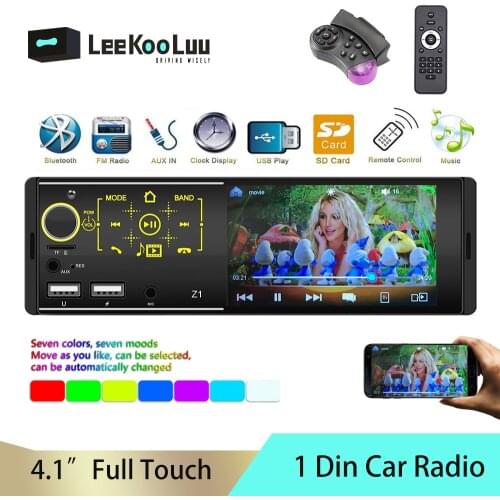 LeeKooLuu 4.1" 1DIN Car Radios Stereo Remote Control Digital Bluetooth Audio Music Stereo Car Radio Mp3 Player USB/SD/AUX-IN