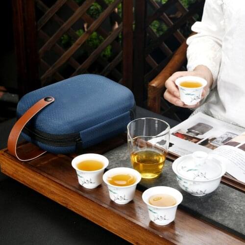 Private Customize Chinese Tea set Tea Set Ceramic Portable Teapot Set Travel Gaiwan Tea Cups of Tea Ceremony Teacup Fine Gifts