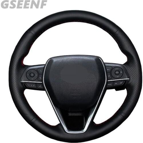 Car Steering Wheel Cover For Toyota Avalon 2018-2019 Crown 2018 Camry 2018-2019 Corolla 2018-2019 Black DIY Artificial Leather