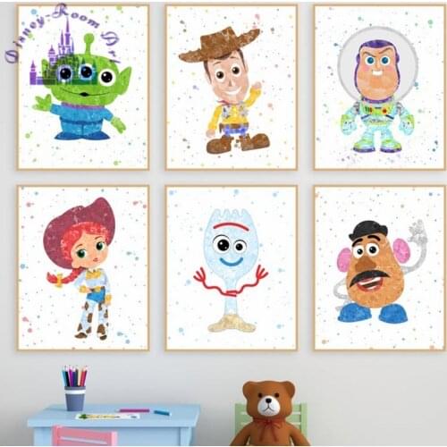 Disney Toy Story Posters Room Decor Nursery Canvas Painting Art Print Watercolor Toy Story Home Decor Wall Art Kids Party Decor