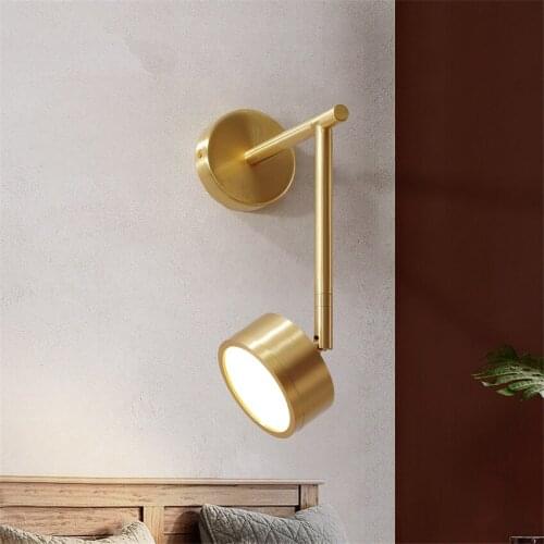 Nordic Designer Bracket Copper Wall Lamps Bedroom Bedside Modern Study Sconce Wall Lights Bathroom Mirror Headlight Fixtures