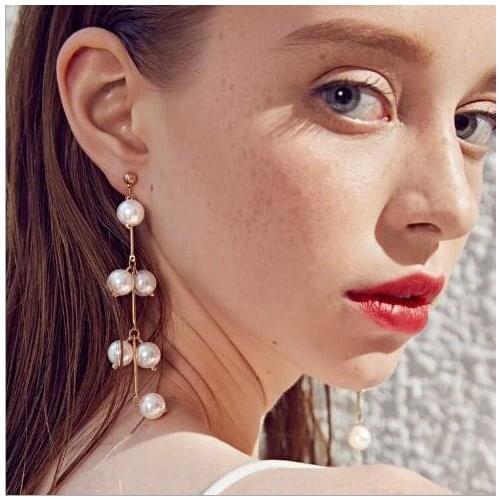 Europe Style Creative Retro Simple Court Style Small Pearl Tassel Earrings New Earrings Girls Jewelry