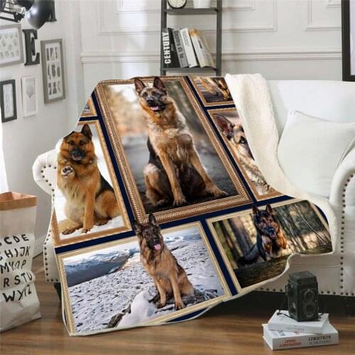German Shepherd 3d printed fleece blanket for Beds Hiking Picnic Thick Quilt Fashionable Bedspread Sherpa Throw Blanket