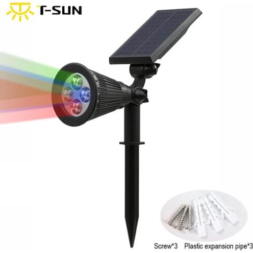 T-SUNRISE Outdoor Lighting 4 LED Solar Powered Light Adjustable LED Solar Landscape Lamp for Garden RGB Color