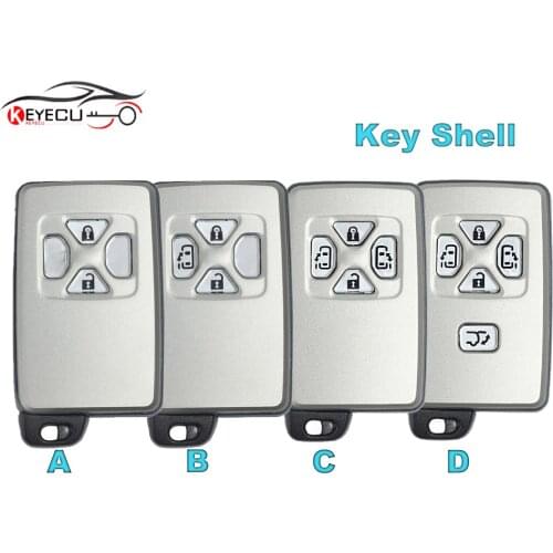 KEYECU 2/3/4/5 Button With Uncut Blade for Toyota Replacement Smart Card Remote Car Key Shell Case Fob White Color(Only Shell)