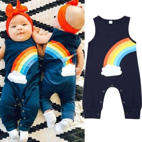 Baby Clothing 0-24M Newborn Baby Boy Girl Sleeveless Rainbow Cotton Romper Jumpsuit Outfits Summer Clothes