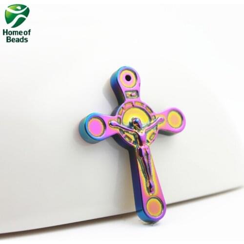 Fashion hot sale hematite rainbow Cross pendant accessories diy accessories HP1137