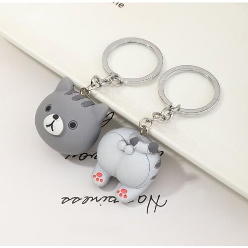 Kawaii Cat Keychains for Women Bag Pendant Key Chain Girl Cute Cartoon Animals Butt Keychain Men Car Key Ring Child Jewelry Gift