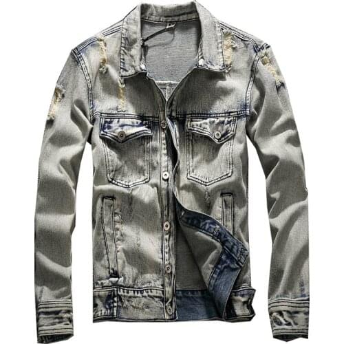 Vintage Denim New 2018 Men Jeans Jackets Classic Style European and American Slim Fit Thick Fur inside Coats Brand