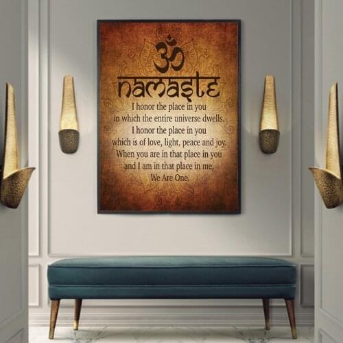 Namaste Buddhist Inspirational Motivational Spiritual Yoga Quote Prints and Poster Canvas Painting Wall Art Pictures Home Decor