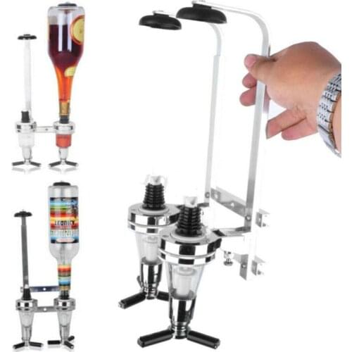 2-Bottle Aluminum Alloy Bottle Stand Wall Mounted Dispenser Drinks Wine Spirits Bar Optics Party Alcohol Dispenser Kitchen Tools