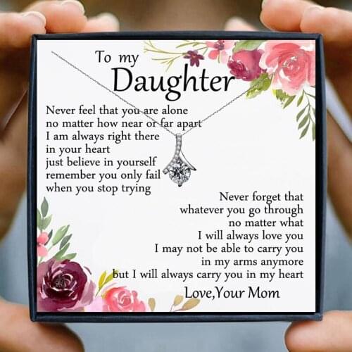 Necklaces for Daughter Crystal Chain Necklaces for Women Crystal Friendship Collares Bijoux Birthday Mom Dad Christmas Gifts