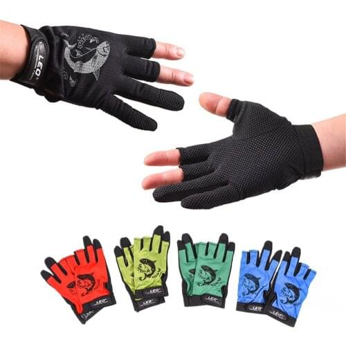 1Pair Fishing Gloves Men Women Outdoor fingerless Anti-slip 3 Cut Finger Sports Fish Equipment Angling SBR Gloves Carp Accessory