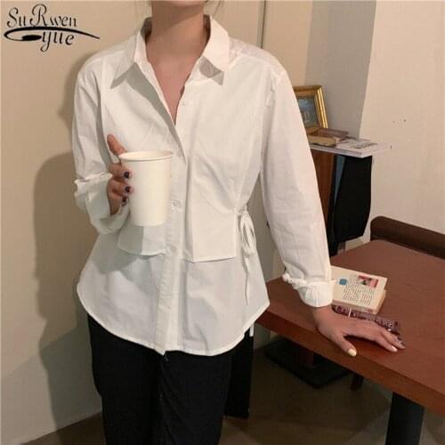 Fake 2 Pieces Clothes Oversize Blouses Cotton Women Shirts 2021 New Spring Tops Casual Long Sleeve Blouse Plus Size Blusas 13136