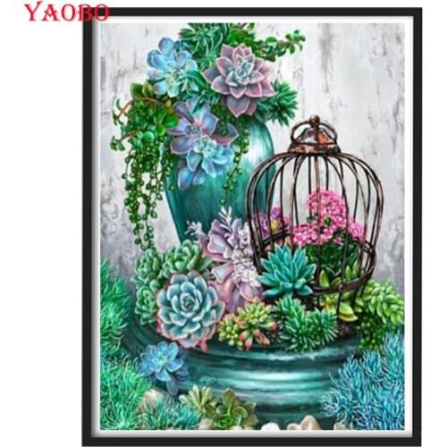 Full square/Round Diamond embroidery Succulents Plant Flower diamond Painting Cross Stitch Rhinestone Of picture Mosaic Diamond