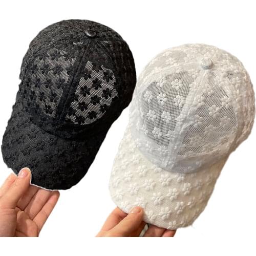 Hollow Lace Flower Baseball Cap Summer Anti UV Breathable MeshHats Summer Sports Caps Snapback Floral Hat Women Girls