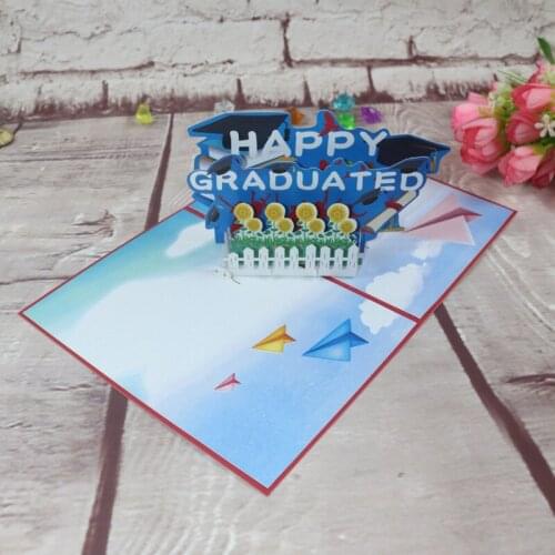 3D University Students Bachelors Doctorial Hat Paper Greeting Card Bachelor Master Doctor Happy Graduation Classmate Gift