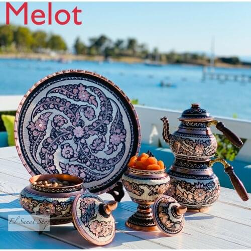 Handmade bronze carving black and white elegant series tea plate cup plate size sugar pot special craft decoration