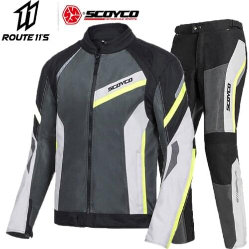 SCOYCO Man Motorcycle Jacket Moto Jacket Motorcycle Suit Reflective Motocross Jacket Summer Breathable Protection Body Armor
