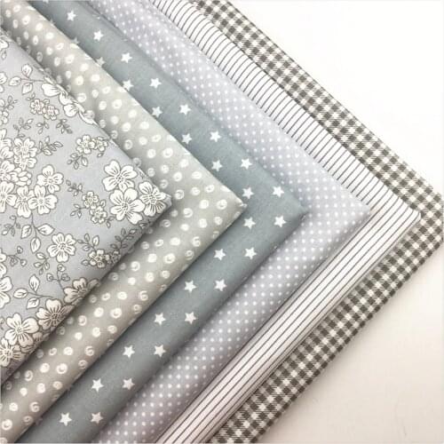 Gray flower dot Stripe Cotton Fabric Diy Sewing Patchwork Quilting Doll Cloth Handmade Needlework Material Telas to Patchwork