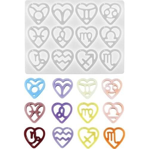 Heart Constellation Silicone Epoxy Resin Mold 12 Constellations Pendant Necklace Keychain Jewelry Craft Making