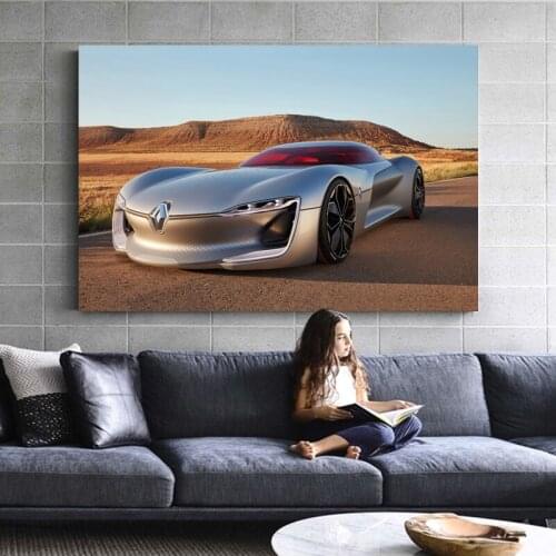 Renaults Trezor Concept Design Silver Sport Cars Posters and Prints Canvas Wall Art Paintings For Home Decor