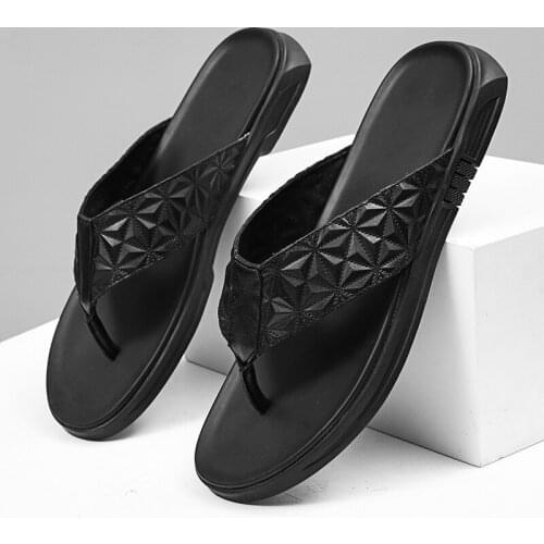 Summer Genuine Leather Slippers Men Luxury Mens Slippers Anti-skid Beach Shoes Classic Cool Flip Flops Handmade Outdoor Flats