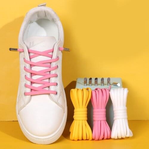 1Pair Colour No Tie Shoelaces Kids Adult Round Elastic Shoe Laces Quick Lazy Laces For Sneakers Shoelace Semicircle Shoestrings