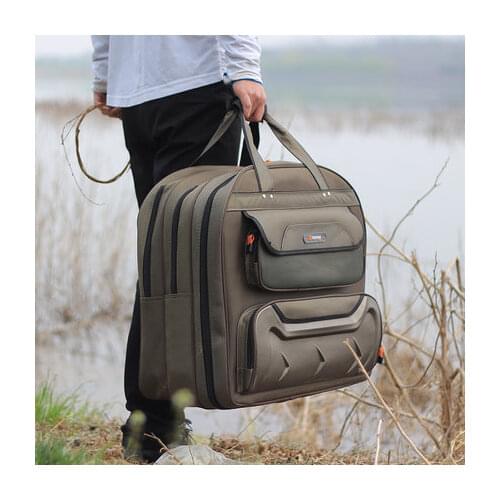 TB03 Fishing Portable Multifunction Fishing Bag Canvas Fishing Lure Reel Shoulder Waist Backpack Bag for Carp Pesca