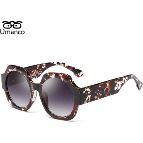 Umanco 2021 New Broken Pattern Round Sunglasses For Women Men Plastic Frame PC Lens Designer Brand Beach Accessories Gifts