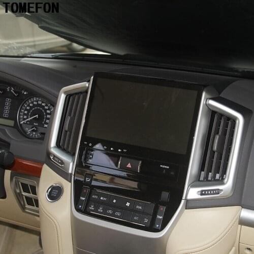 For Toyota Land Cruiser LC200 2016 ABS Chrome Inner Middle Console Air Condition Vent CoversTrims 2pcs Car Styling