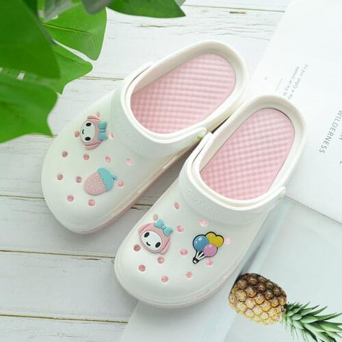 Lisapie Women Mid Heel Clogs Summer Cartoon Slip On Rainbow Platform Womens Garden Shoes Cute Breathable Sandals Women Slides