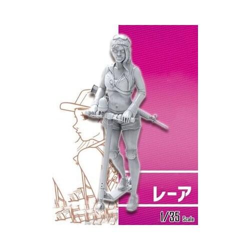 Resin female soldier, figure girl, need to assemble and color by yourself 1：35