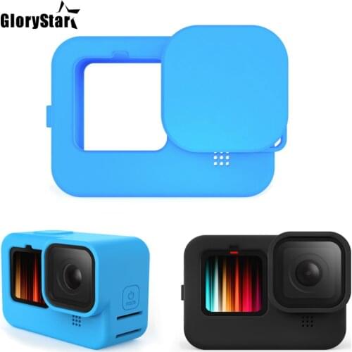2in1 For GoPro Hero 9 Black Case Silicone Camera Body Cover +Protective Silicone Lens Cap for go pro 9 Action Camera Accessories