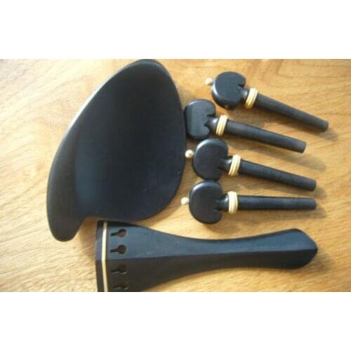 5sets of violin fittings 4/4 natural ebony wood #6412