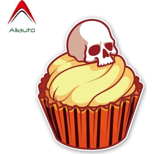 Aliauto Creative Car Sticker Funny Cake Skull Decor PVC Decal Cover Scratches for Peugeot 3008 Golf 6 Harman Kardon,13cm*10cm
