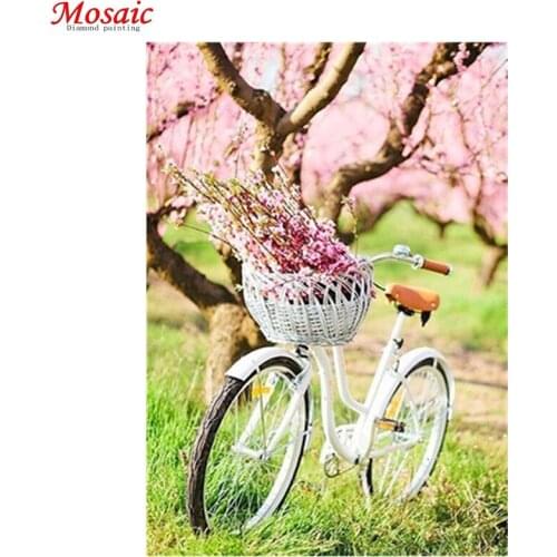 5D diy Diamond Painting Full Drill Square Flower Bicycle Diamond Embroidery Stitch Rhinestone Picture Home Decor Drop Ship
